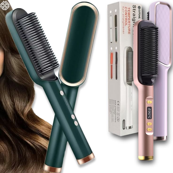 2-in-1 Hair Straightener & Curler — Heated Styling Comb
