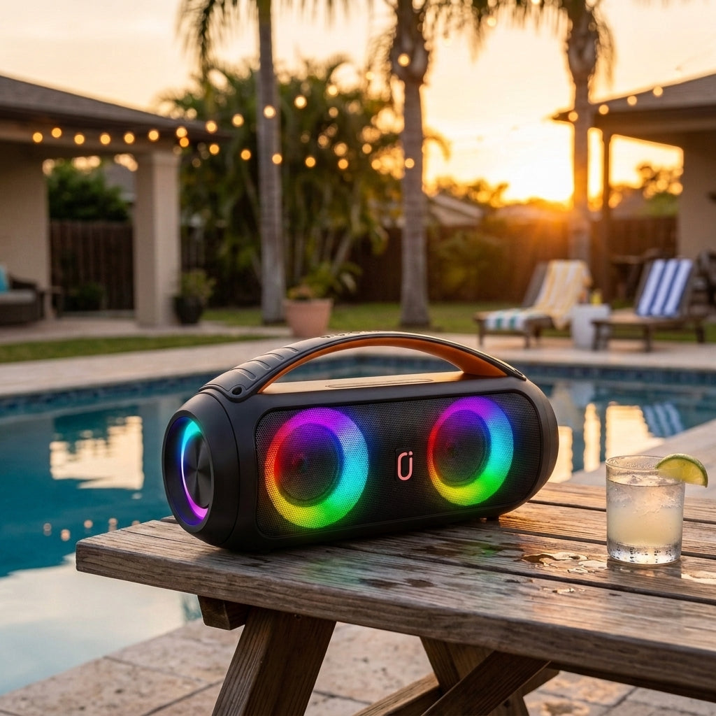 Portable Bluetooth Speaker with RGB LED Lights – Loud & Clear Sound | Pakistan