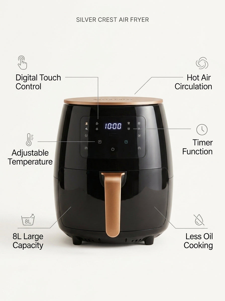 Silver Crest 8L Digital Touch Air Fryer – Oil-Free Healthy Cooking | Pakistan
