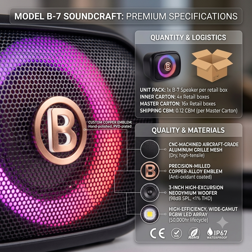 Portable Bluetooth Speaker with RGB LED Lights – Loud & Clear Sound | Pakistan
