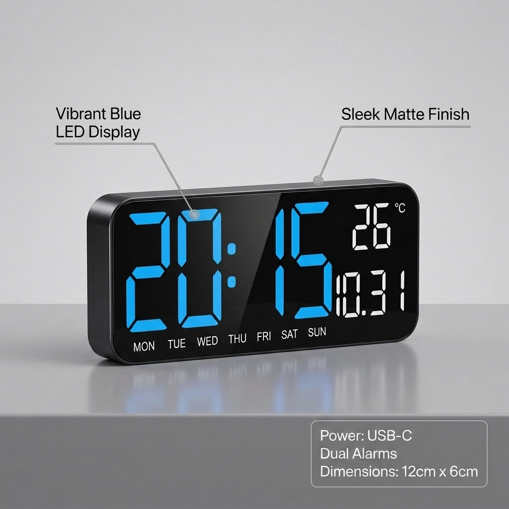 Smart LED Digital Alarm Clock – Large Display & Temperature Sensor | Pakistan