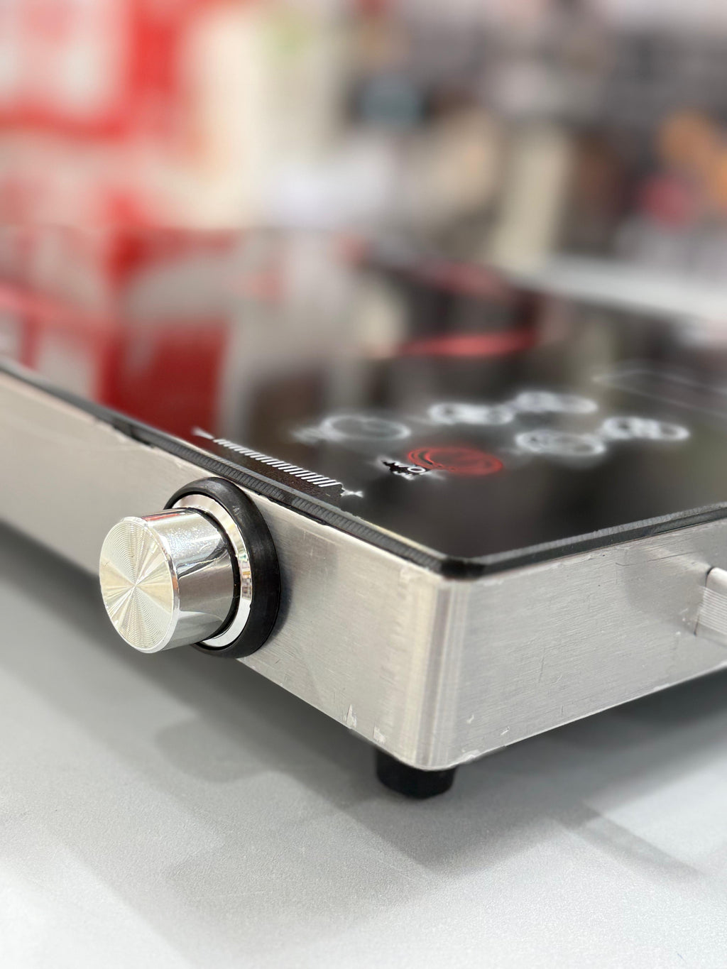 Portable gas stove burner and control knob