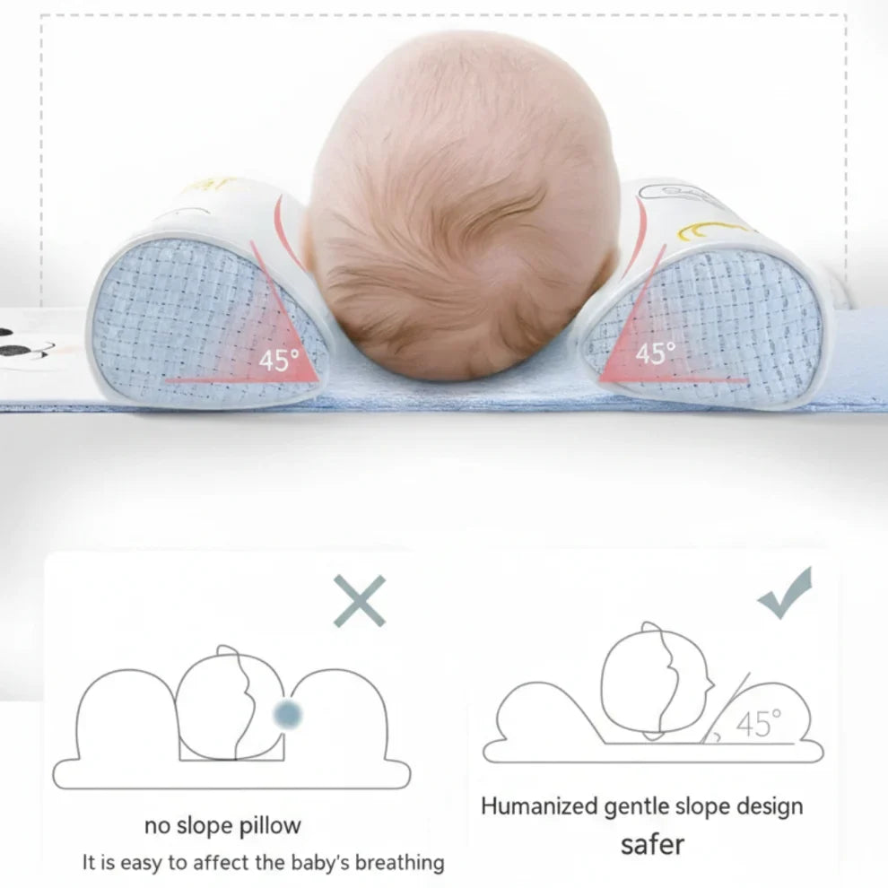 Baby Head Shaping Pillow — Breathable Cotton, Washable Cover
